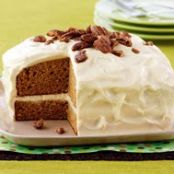 Spice Cake with Maple Mascarpone Icing and Sugared Pecans