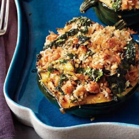 Acorn Squash with Kale & Sausage
