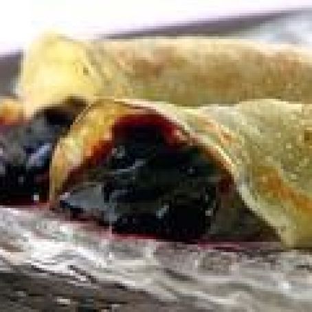 Blueberry Lemon Crepes with Custard Sauce