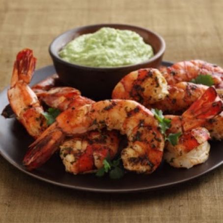 Grilled Cilantro-Lime Shrimp with Spicy Hass Avocado Puree