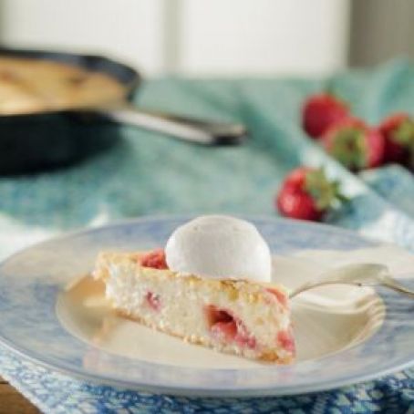 Strawberry Skillet Cake with Strawberry Whipped Cream and Jerry's Sugared Pecans