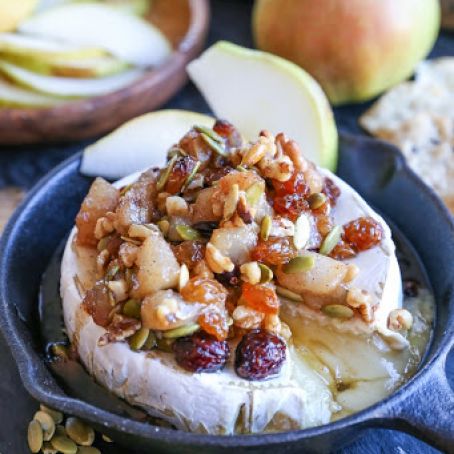 Maple Spiced Pear and Walnut Baked Brie