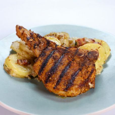 Michael Symon's Grilled Pork Chop with Potato Salad