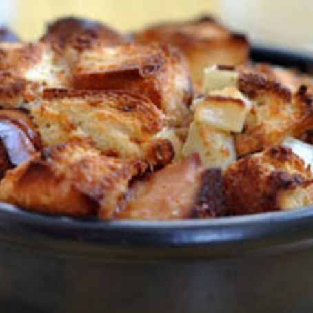 Apple Bread Pudding with Vanilla Sauce
