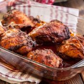 Easy Oven roasted bbq Chicken Thighs