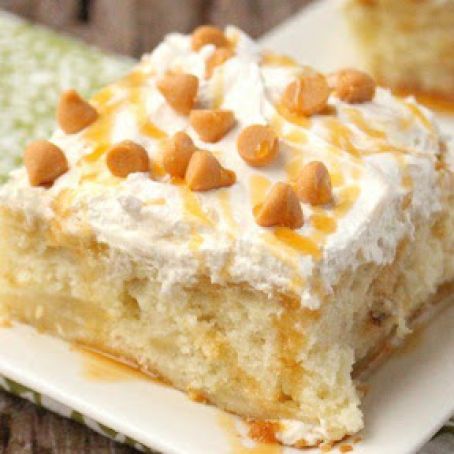 Salted Caramel Apple Poke Cake