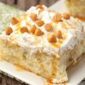 Salted Caramel Apple Poke Cake