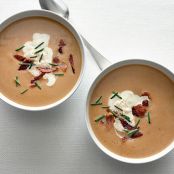 Chestnut Soup with Bacon and Chives