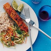 Curry Rubbed Salmon with Napa Slaw