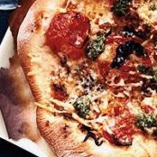 Pizza with Charred Cherry Tomatoes and Pesto