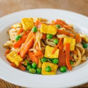 Stir Fried Noodles with Carrots + Eggless Tofu