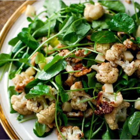 Roasted Cauliflower Salad With Watercress, Walnuts & Gruyère