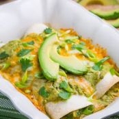 Chicken and Avocado Enchiladas in Creamy Avocado Sauce