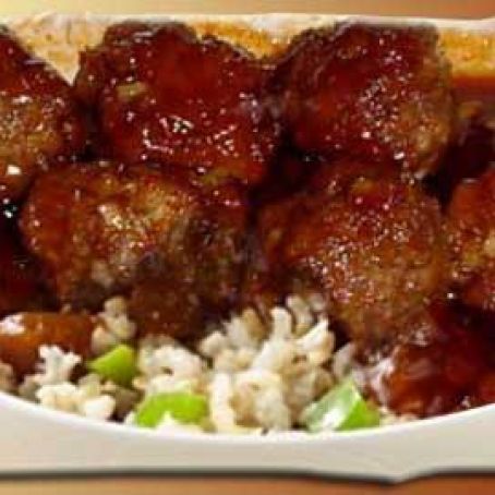 Hawaiian Meatballs on Rice