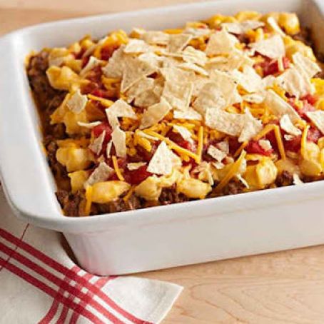 Cheesy Pasta Nacho Bake