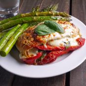 Roasted Red Pepper, Mozzarella and Basil Stuffed Chicken