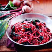 Spaghetti with Beets and Greens