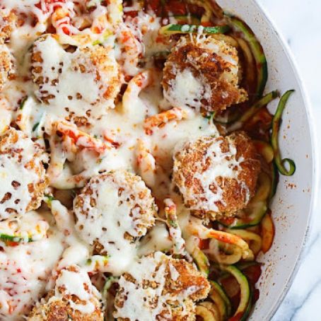 Shrimp Parmesan with zoodles - Skinnytaste