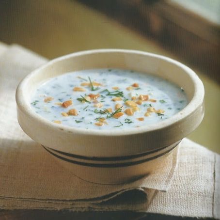 Herbed Cucumber Soup with Toasted Almonds