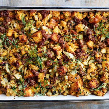 Cornbread Dressing with Sausage and Fennel