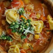 Smoky Minestrone with Tortellini and Parsley or Basil Pesto
