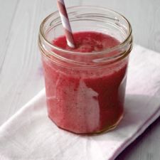 Pink Smoothie With Watermelon, Strawberries and Cherries