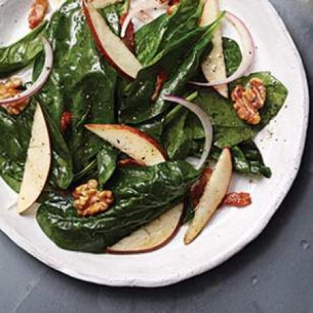Warm Pear & Spinach Salad with Maple-Bacon Vinaigrette