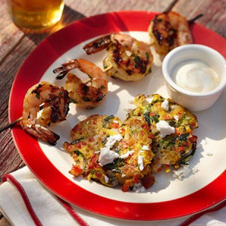 Zucchini Fritters with Orange Shrimp