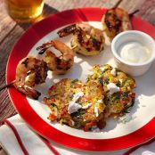 Zucchini Fritters with Orange Shrimp
