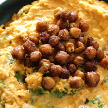 HUMMUS, SWEET POTATO WITH ROASTED CHICKPEAS [VEGAN, GLUTEN-FREE]
