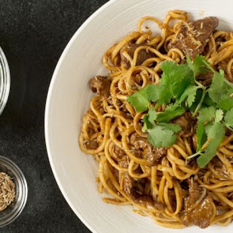 Hand Stretched Noodles with Lamb-Cumin Sauce