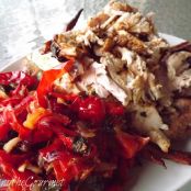 Roasted Chicken with Orange Basil Butter Rub and Oven Roasted Red Peppers
