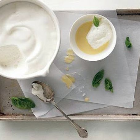 LEMON SNOW PUDDING w/BASIL CUSTARD
