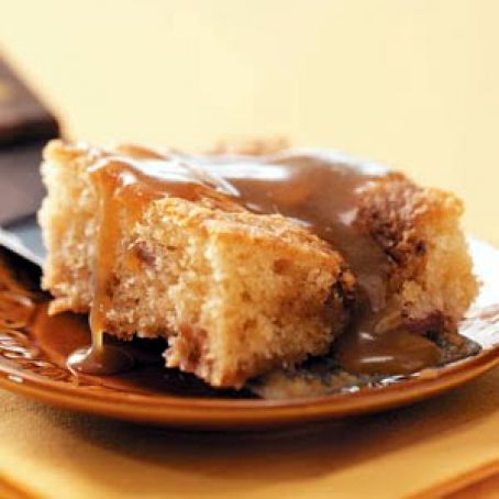 Rhubarb Coffee Cake with Caramel Sauce Recipe