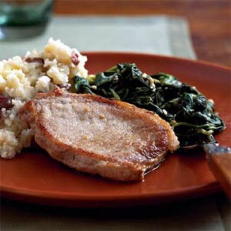 Pork Chops with Lemon Spinach