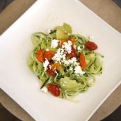 Cucumber Noodles With Brined Avocado, Roasted Cherry Tomatoes and Feta