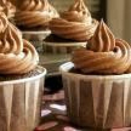 Chocolate-Mayonnaise Cupcakes with Caramel-Butterscotch Buttercream Frosting