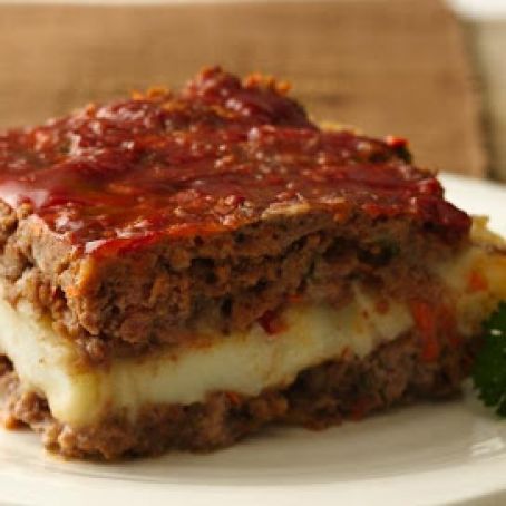 Mashed Potato-Stuffed Meat Loaf Squares