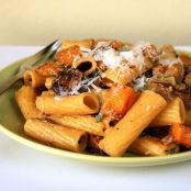 Rigatoni with Goat Cheese, Roasted Butternut Squash and Mushrooms