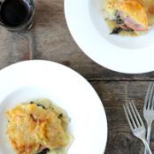 Canadian Bacon, Potato, and Swiss-Chard Gratin