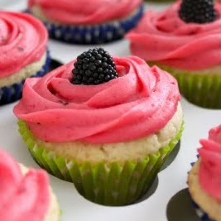 Key Lime Cupcakes with Blackberry Filling and Blackberry Frosting