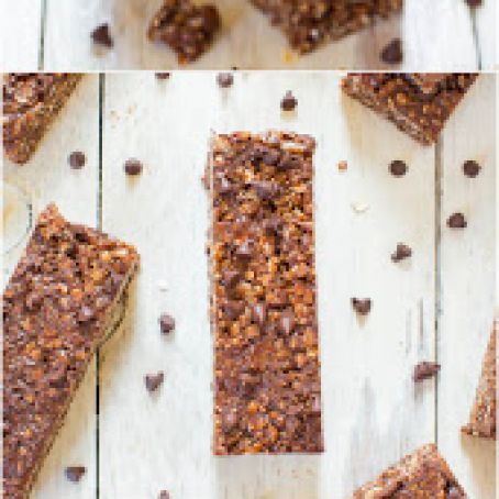 No-Bake Double Chocolate Peanut Butter Granola Bars (vegan, gluten-free)