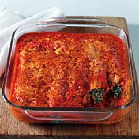 Manicotti with Spinach in Creamy Tomato Sauce