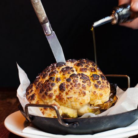 Whole Roasted Cauliflower with Whipped Goat Cheese