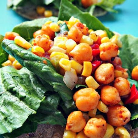 Chickpea Tacos with Peach Salsa