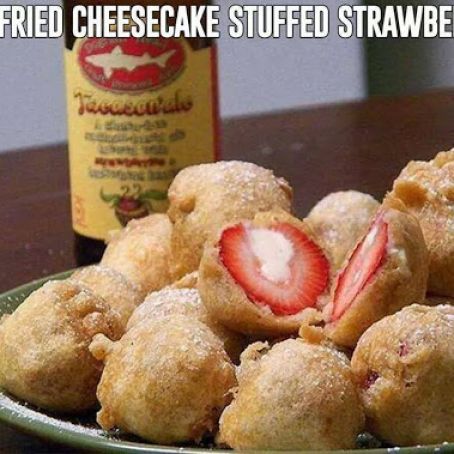 Deep Fried Cheesecake Stuffed Strawberries