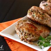Pork Chops with Andouille & Pecan Stuffing