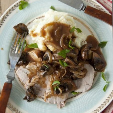 Roasted Pork Loin with Mushroom Gravy
