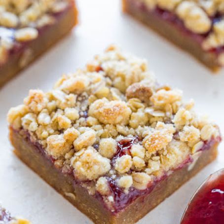 Peanut Butter and Jelly Crumble Bars