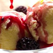 Sweet Corn Ice Cream With Blackberry Verbena Sauce